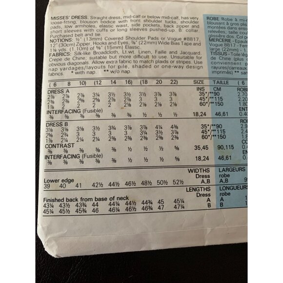 Vogue Misses Dress Sewing Pattern 9281 Sz 6 - 10 - Uncut - Picture 7 of 9